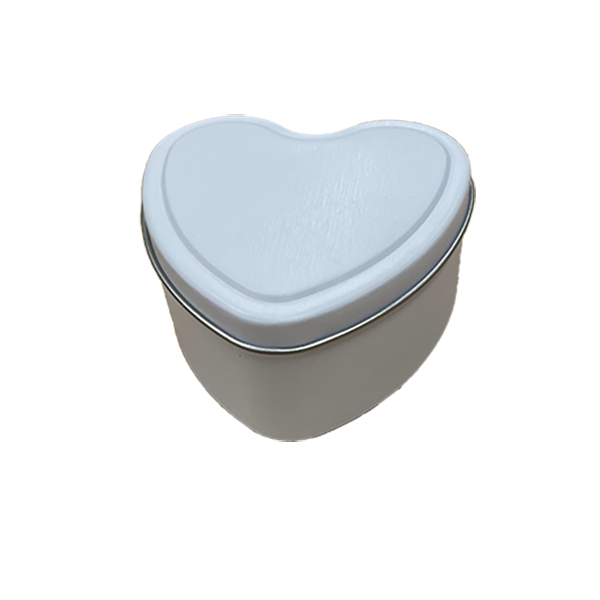 Travel Tins - 6oz Heart Shape - Matt White - Seamless with Solid Lid