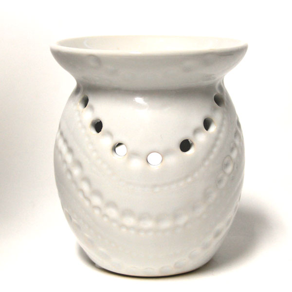 Tealight Burner - Ceramic Wave Design -Gloss White
