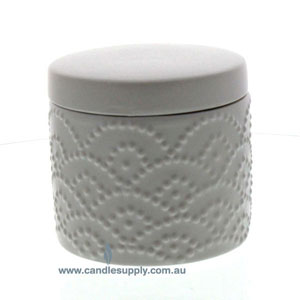 Sorrento - Ceramic Container with Lid - Matt White Patterned
