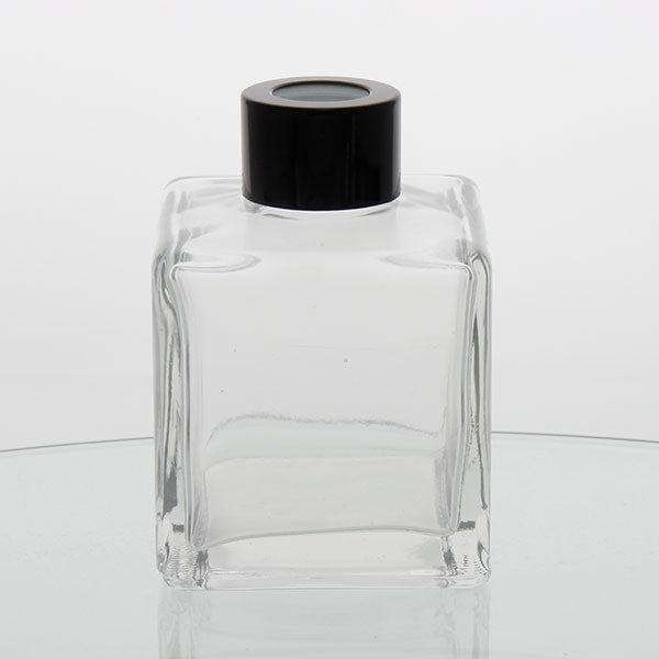 Glass Diffuser Bottle - 125ml - Square with Black Screw Cap