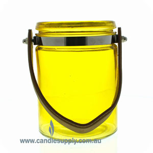Jar Lantern - Tall - Pale Yellow - Leather Tote - Large