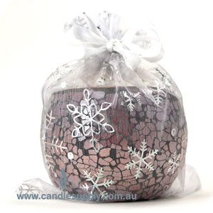 Organza Bags - Hot Stamped - Silver Snow Flakes - Large -165mmL x 125mmW