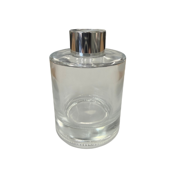 Glass Diffuser Bottle - 150ml - Round with  Silver Screw Cap