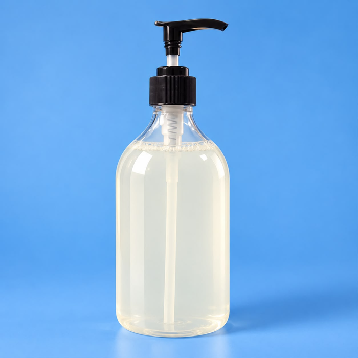 Clear PET Bottle - Boston Round - 500ml with Black Pump