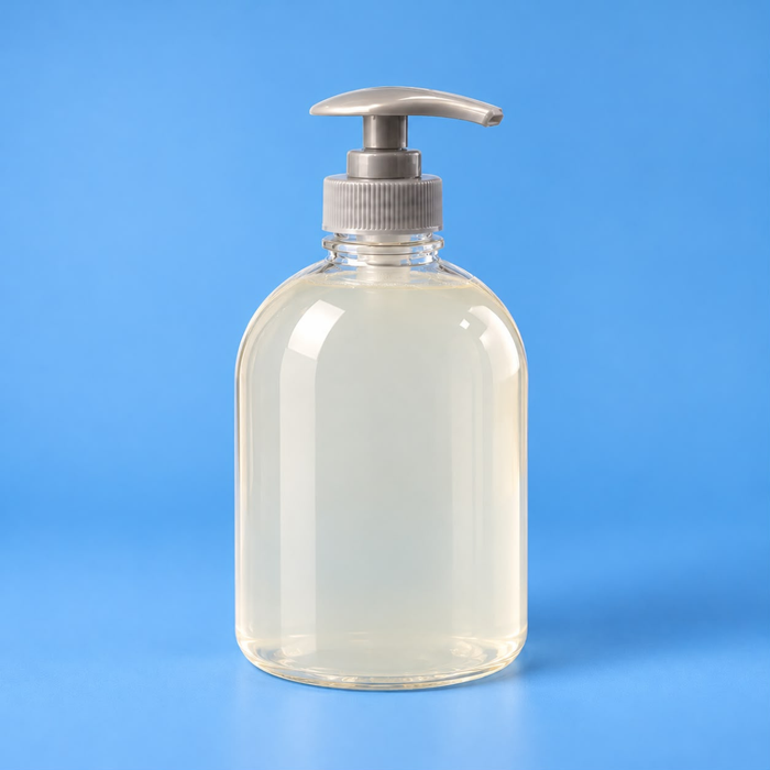 Clear PET Bottle - Short Boston Round - 500ml with Grey Pump