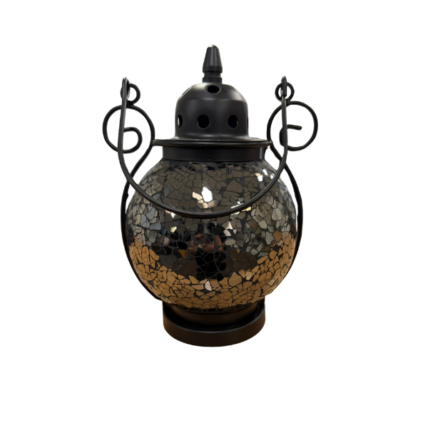 Mosaic - Black Mirror Crackle - Tealight Lanterns