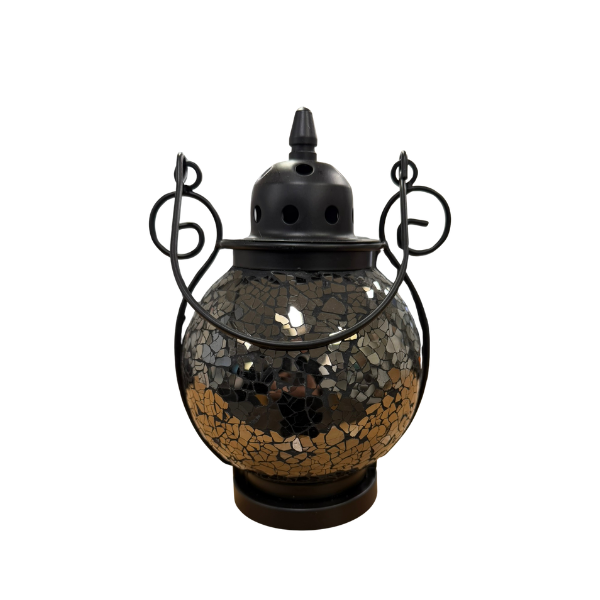 Mosaic - Black Mirror Crackle - Tealight Lanterns