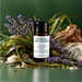 Seagrass & Wild Lavender fragrance oil bottle with long green grasses, purple lavender, driftwood, seashells and scattered salt crystals.