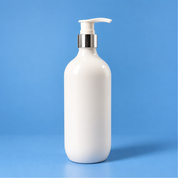 White PET Bottle - Boston Round - 500ml with Silver Pump