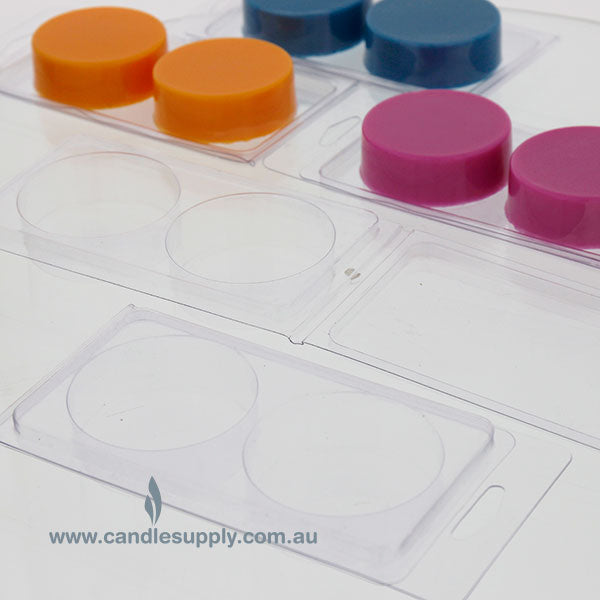 Clam Shell Soap Mould - 2 x Round Cavities