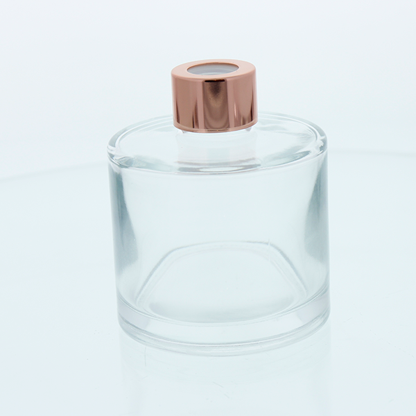 Glass Diffuser Bottle - 200mls - Round with Sealing Plug and Rose Gold Screw Cap