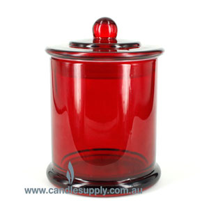  Candela Metro Jars - External Transparent Red - Knob Lid - Large by Candle Supply sold by Candle Supply