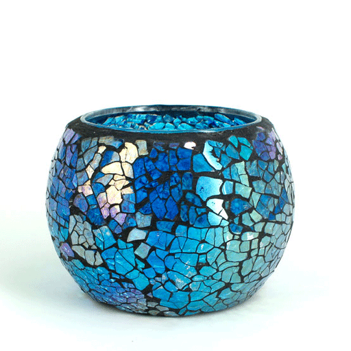 Mosaic - Blue-Silver Crackle - Medium