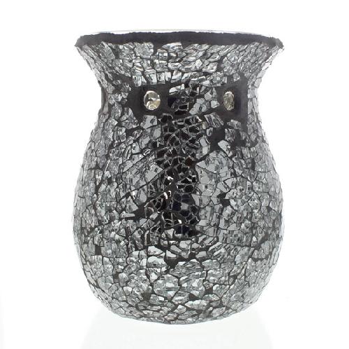 Mosaic - Silver Mirror Crackle - Charcoal Trim - Tealight Burners