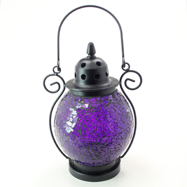 Mosaic - Dark Purple Crackle - Tealight Lanterns