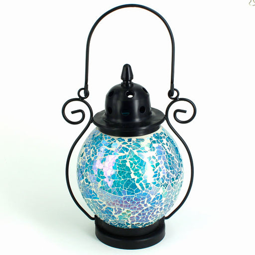 Mosaic - Aqua Azure Crackle - Tealight Lanterns
