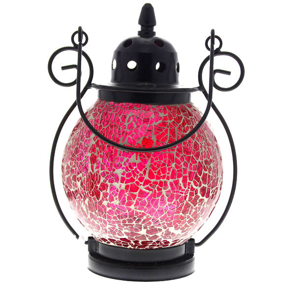 Mosaic - Pink Crackle - Tealight Lanterns