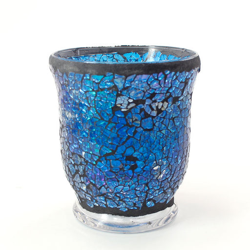 Mosaic - Blue-Silver Crackle - Hurricane - Large