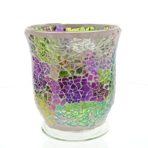 Mosaic - Soft Green & Purple Crackle - Hurricane - Large