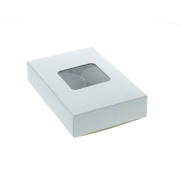 Tealight Boxes Std - Holds 6 - WHITE - PVC Window