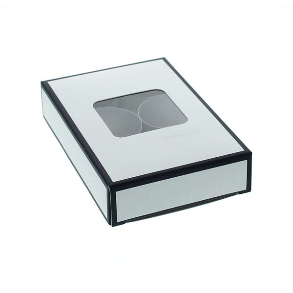 Tealight Boxes Std - Holds 6 - WHITE/BLACK - PVC Window