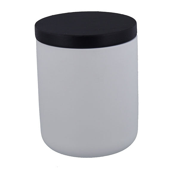 Amalfi Porcelain Jar - White with BLACK Wooden Lid