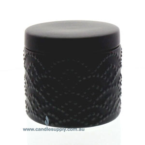Sorrento - Ceramic Container with Lid - Matt Black Patterned