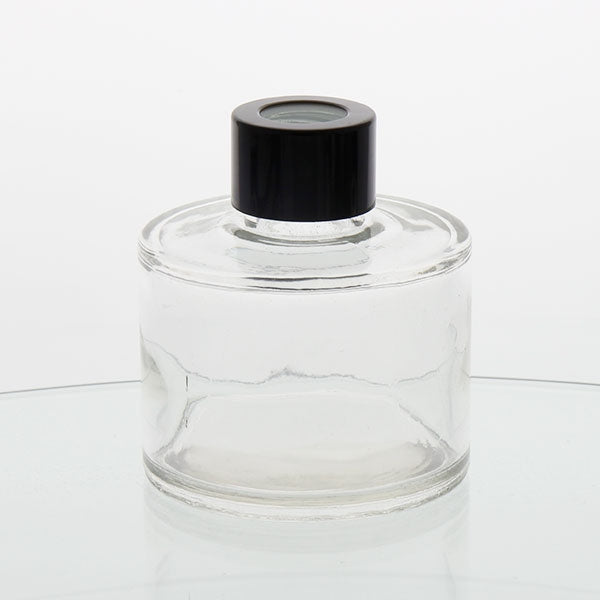 Glass Diffuser Bottle - 125ml - Round with Black Screw Cap