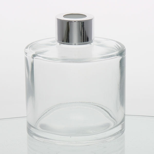 Glass Diffuser Bottle - 200mls - Round with Sealing Plug and Silver Screw Cap