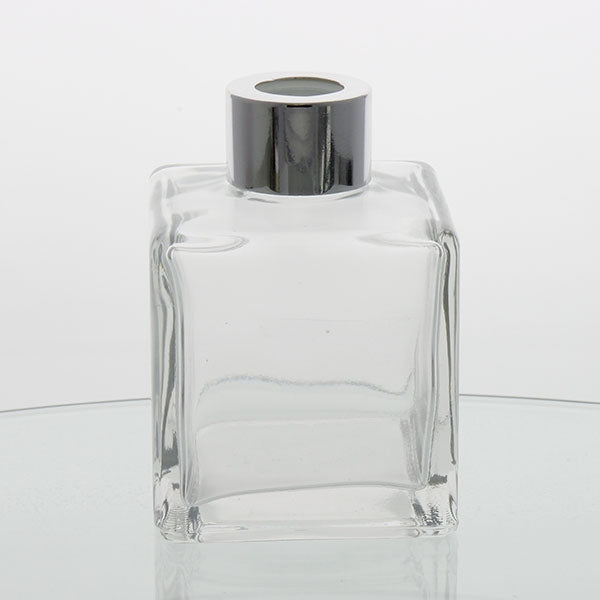 Glass Diffuser Bottle - 125ml - Square and Silver Screw Cap