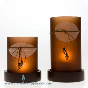 Topaz Leaf Motive - Pillar or Tealight Candle Holder - Tall