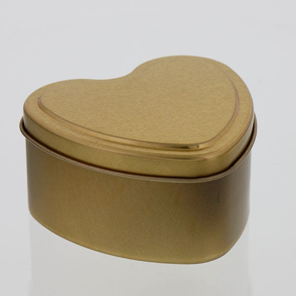Travel Tins - 6oz Heart Shape - Gold - Seamless with Solid Lid
