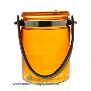 Jar Lantern - Tall - Burnt Orange - Leather Tote - Large