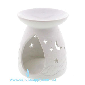 Luminous Moon & Stars - White Porcelain Tealight Burner