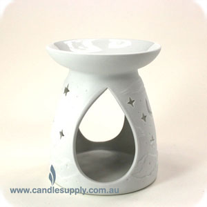 Luminous Moon & Stars - White Porcelain Tealight Burner