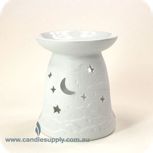 Luminous Moon & Stars - White Porcelain Tealight Burner