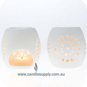 Luminous Starburst - White Porcelain Tealight Burner