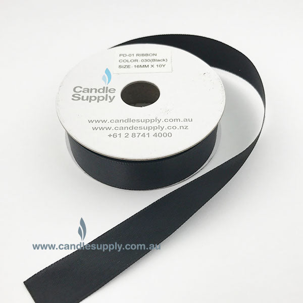 Satin Ribbon Double Faced - 16mm Wide - Black