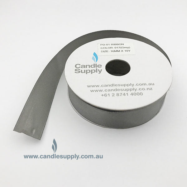 Satin Ribbon Double Faced - 16mm Wide - Metal Grey