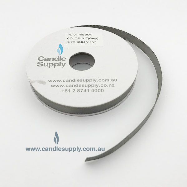 Satin Ribbon Double Faced - 6mm Wide - Metal Grey