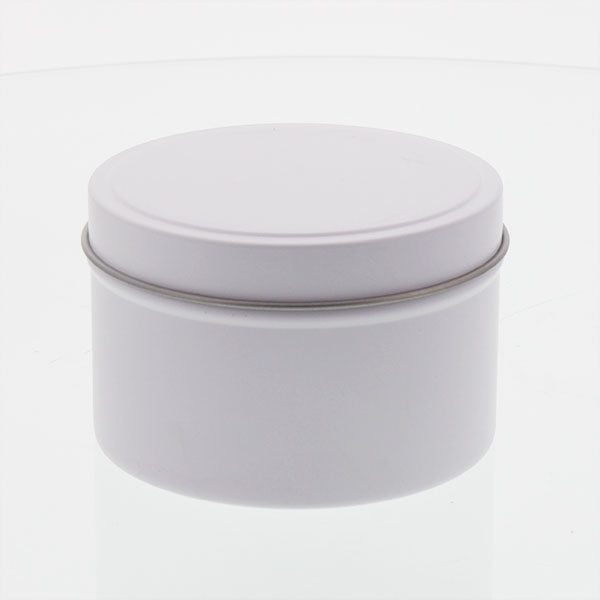 Travel Tins - 6oz - Matt White - Seamless with Solid Lid