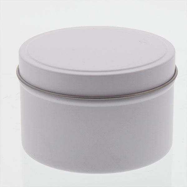 Travel Tins - 8oz - Matt White - Seamless with Solid Lid